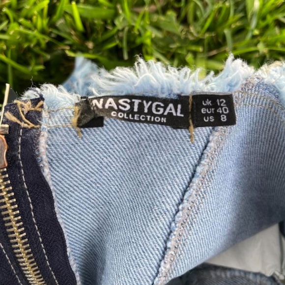 Nasty gal tube top / corset top size 8 (out of stock / dead stock) frayed denim - Picture 4 of 4